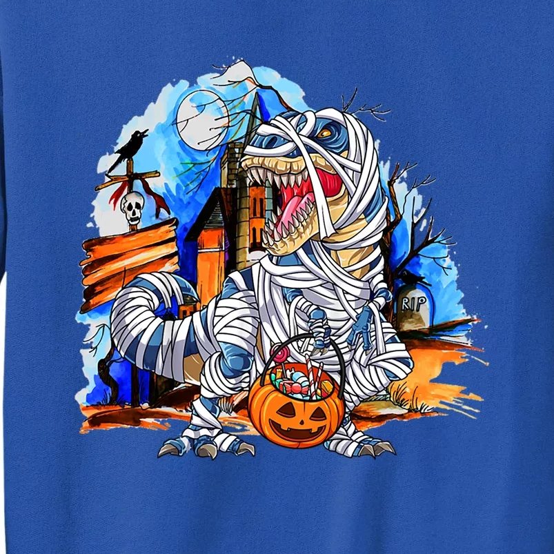 Halloween Funny Dinosaur Skeleton T Rex Mummy Pumpkin Gift Tall Sweatshirt