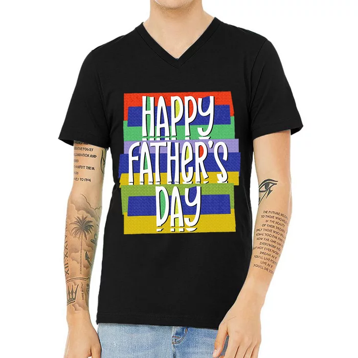 Happy FatherS Day Daddy For Dad Son Daughter V-Neck T-Shirt