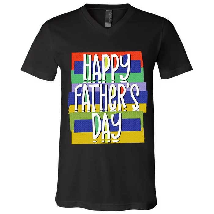 Happy FatherS Day Daddy For Dad Son Daughter V-Neck T-Shirt