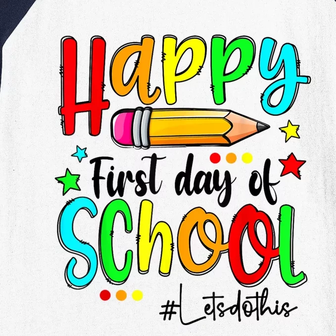 Happy First Day Of School Teacher Back To School Boy Girl Baseball Sleeve Shirt