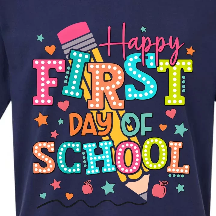 Happy First Day Of School Back To School Sueded Cloud Jersey T-Shirt