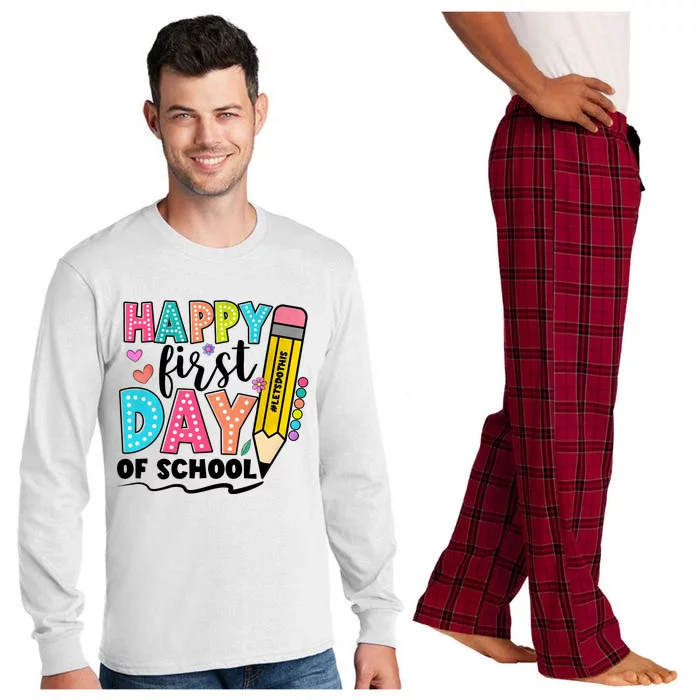 Happy First Day Of School Teacher Pencil Long Sleeve Pajama Set