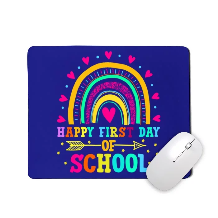 Happy First Day Of School With Rainbow Gift Teacher Students Great Gift Mousepad