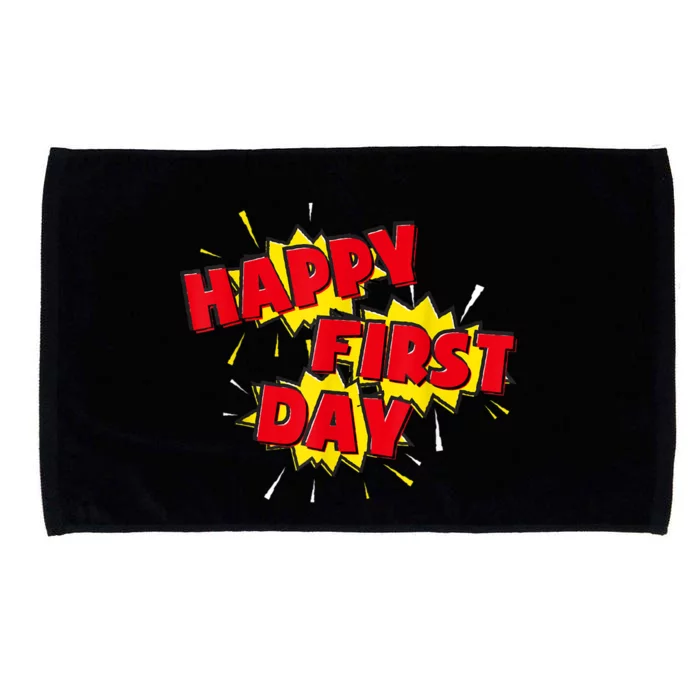 Happy First Day Of School Superhero Comic Book Style Microfiber Hand Towel