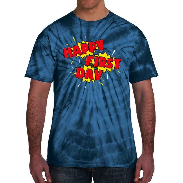 Happy First Day Of School Superhero Comic Book Style Tie-Dye T-Shirt