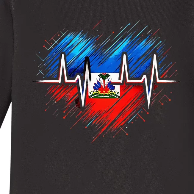 Haitian Flag Day Love Haiti Haitian Haitian Roots Haiti Flag Baby Long Sleeve Bodysuit