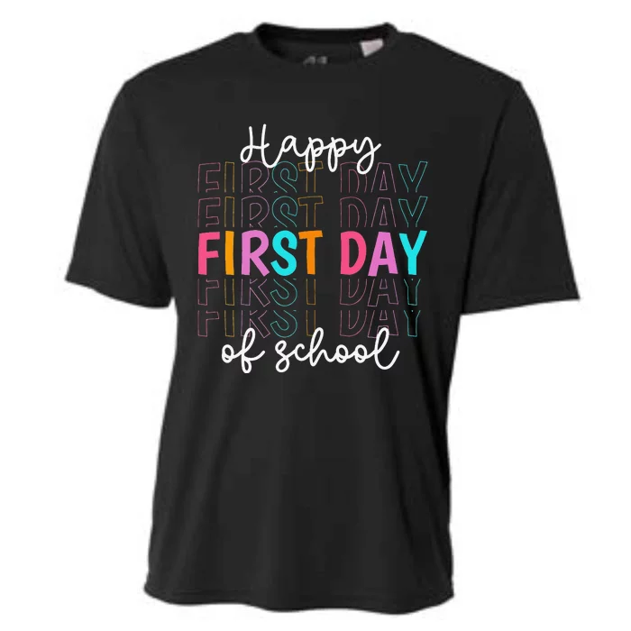 Happy First Day Of School Teachers  Student Cooling Performance Crew T-Shirt