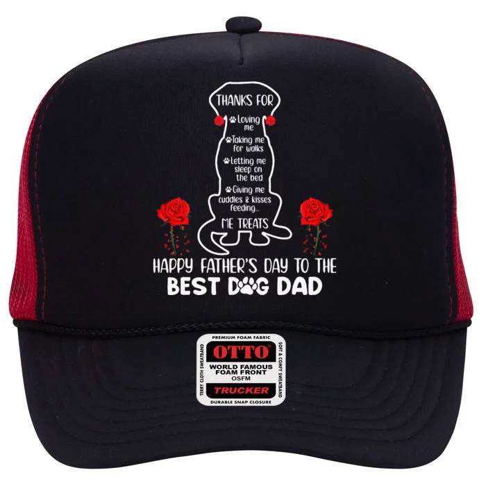 Happy Fathers Day Best Dog Dad Funny Dog Dad High Crown Mesh Trucker Hat