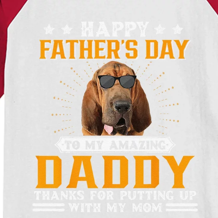 Happy Fathers Day Bloodhound Dog Dad Gifts For Kids Colorblock Raglan Jersey