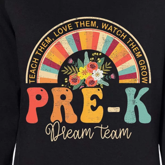 Happy First Day PreK Team Teacher 60s 70s Hippie Retro Womens California Wash Sweatshirt