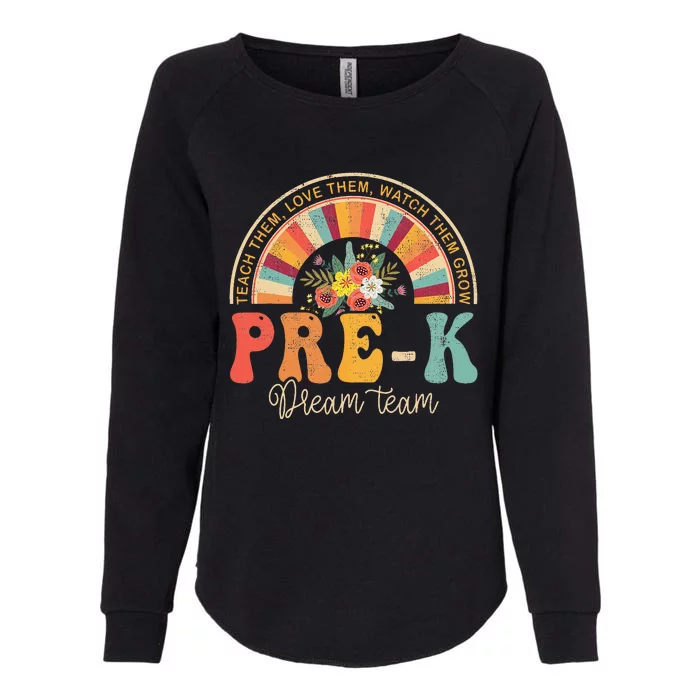 Happy First Day PreK Team Teacher 60s 70s Hippie Retro Womens California Wash Sweatshirt