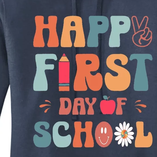 Happy First Day Of School Retro Teachers Back To School Women's Pullover Hoodie