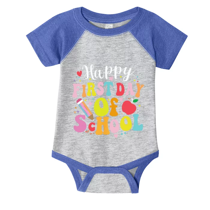 Happy First Day Of School Teachers Back To School Infant Baby Jersey Bodysuit