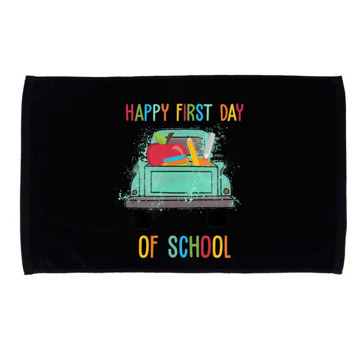 Happy First Day Of School Learning Truck Microfiber Hand Towel