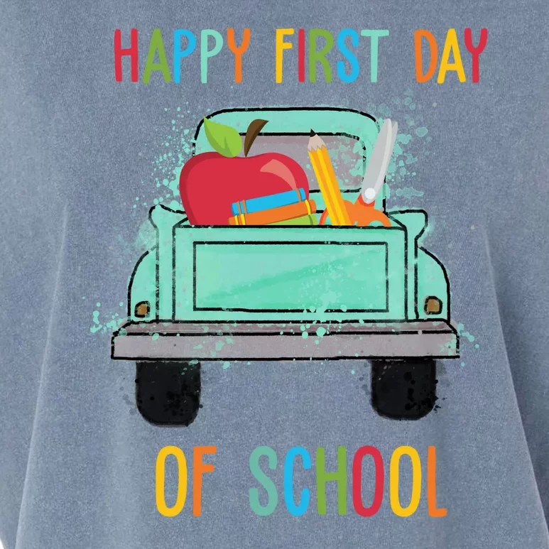 Happy First Day Of School Learning Truck Garment-Dyed Women's Muscle Tee