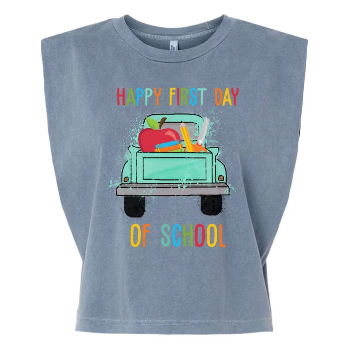 Happy First Day Of School Learning Truck Garment-Dyed Women's Muscle Tee