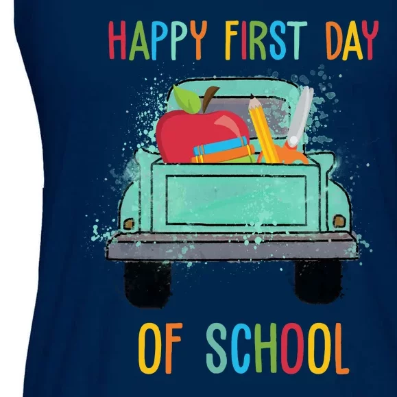 Happy First Day Of School Learning Truck Ladies Essential Flowy Tank