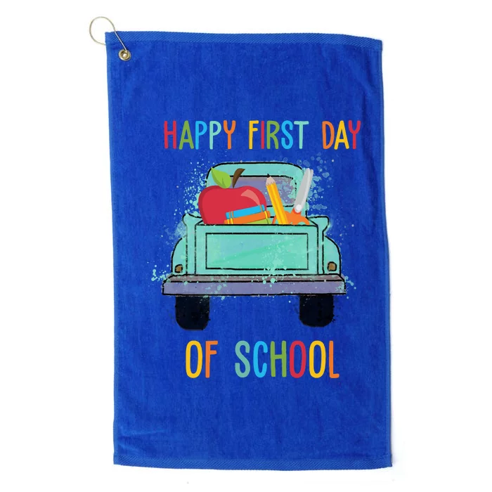 Happy First Day Of School Learning Truck Platinum Collection Golf Towel