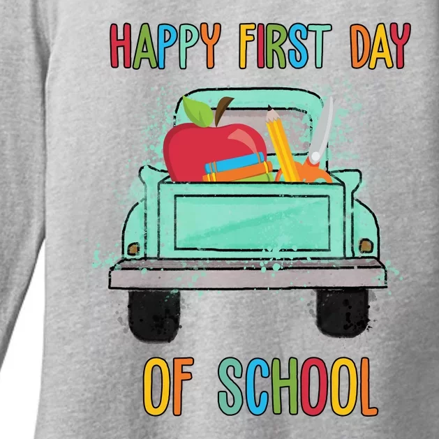 Happy First Day Of School Learning Truck Womens CVC Long Sleeve Shirt