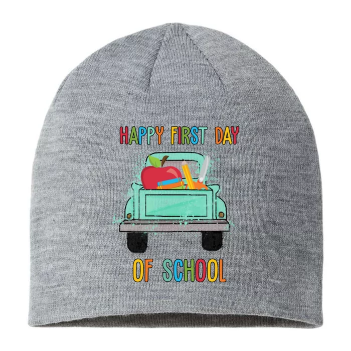 Happy First Day Of School Learning Truck 8 1/2in Sustainable Knit Beanie