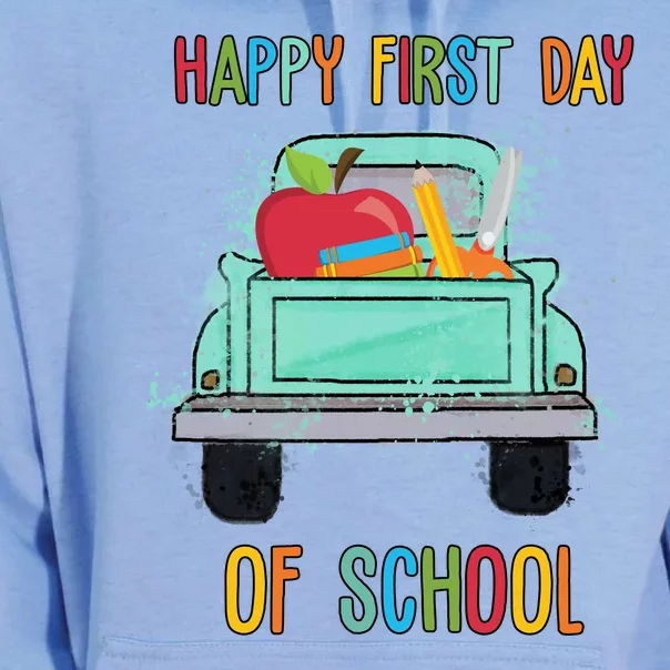 Happy First Day Of School Learning Truck Unisex Surf Hoodie