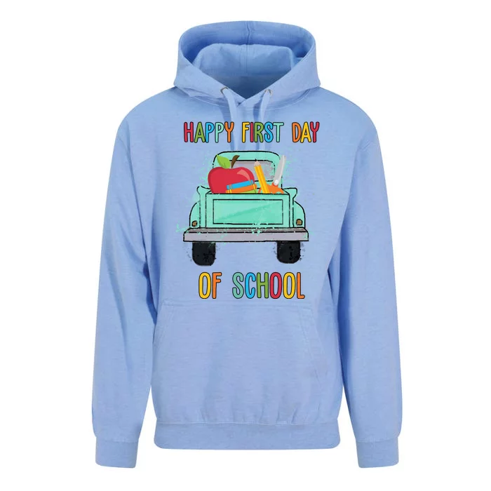 Happy First Day Of School Learning Truck Unisex Surf Hoodie