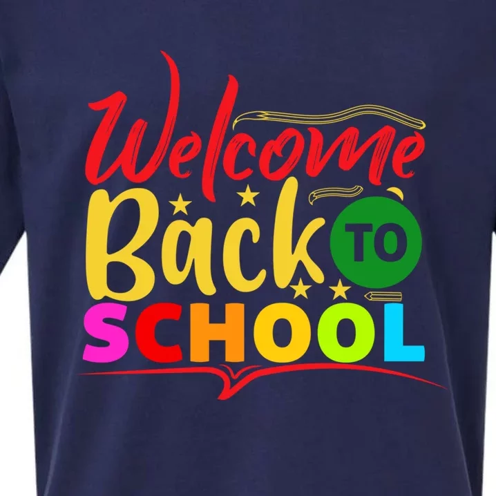 Happy First Day School Back To School Cute Teacher Great Gift Sueded Cloud Jersey T-Shirt