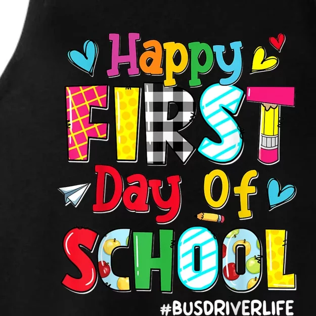 Happy First Day Of School Bus Driver Life Back To School Ladies Tri-Blend Wicking Tank