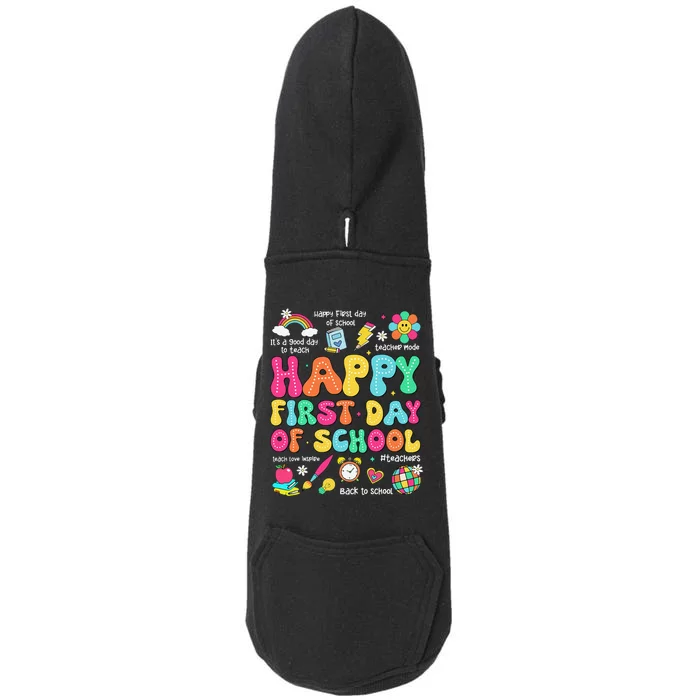 Happy First Day Of School Teacher 1st Back To School Gift Doggie 3-End Fleece Hoodie