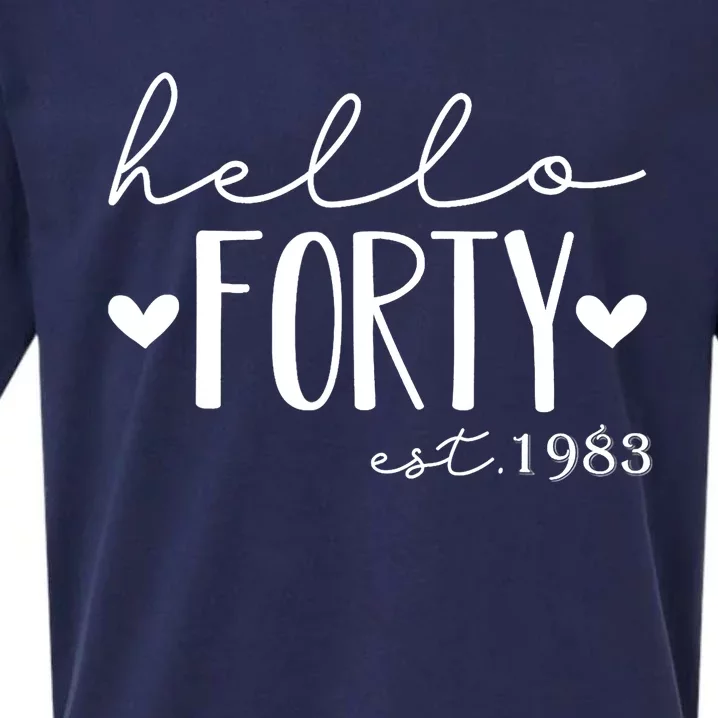 Hello Forty Est 1983 40 Years Old 40th Birthday For gift Sueded Cloud Jersey T-Shirt