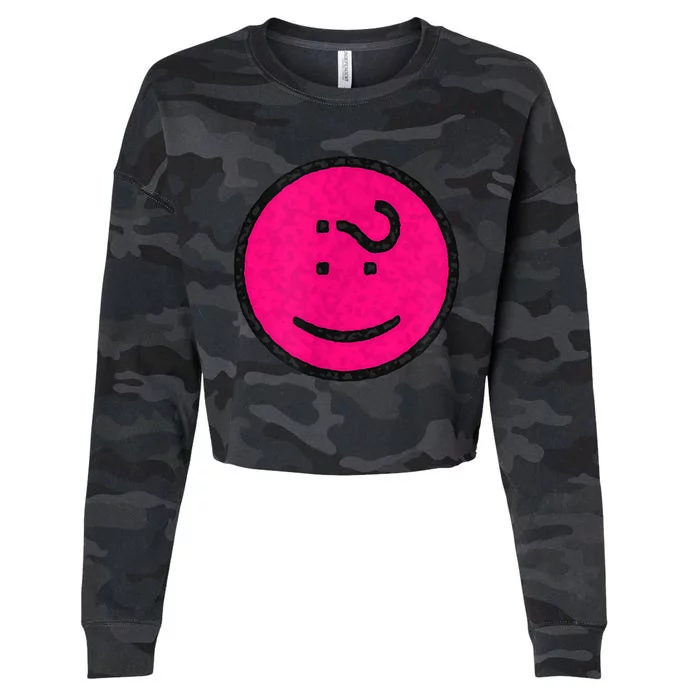 Happy Face Emoticon Funny Graphic for Teens Cropped Pullover Crew