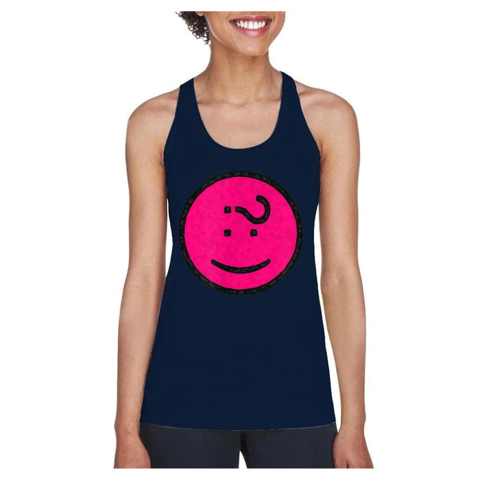 Happy Face Emoticon Funny Graphic for Teens Women's Racerback Tank