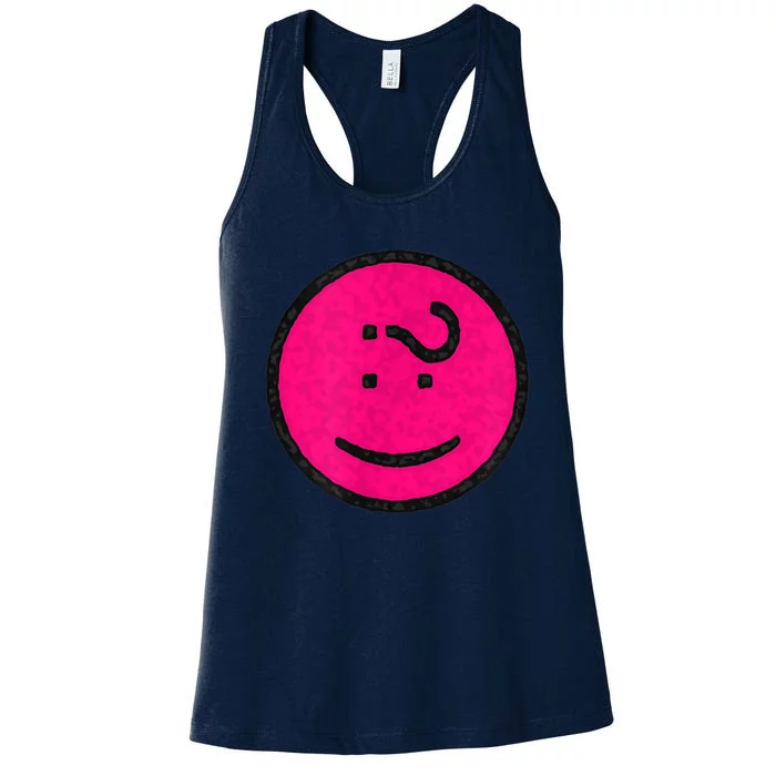 Happy Face Emoticon Funny Graphic for Teens Women's Racerback Tank