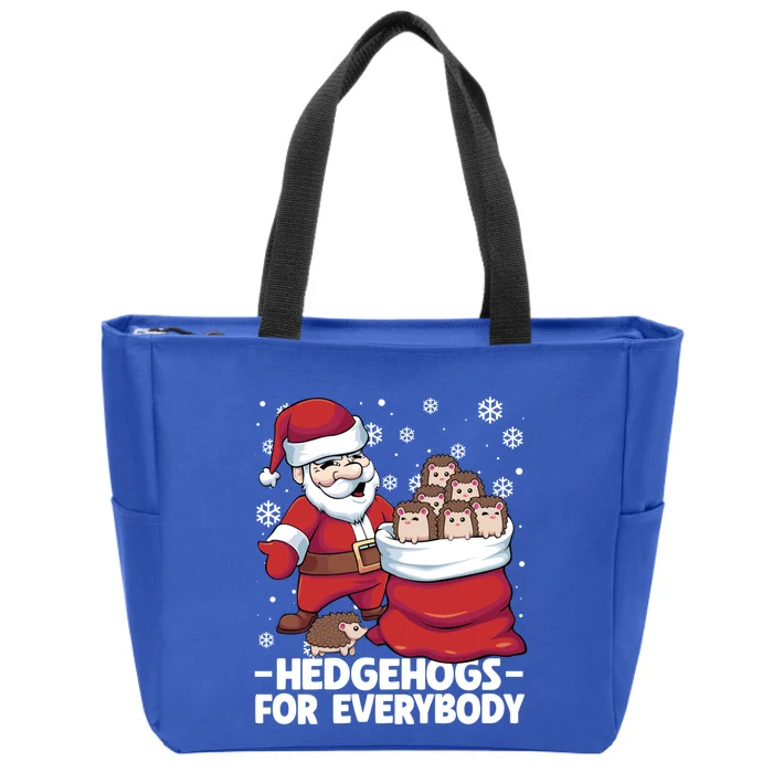 Hedgehogs For Everybody Santa Christmas Hedgehog Funny Cool Gift Zip Tote Bag