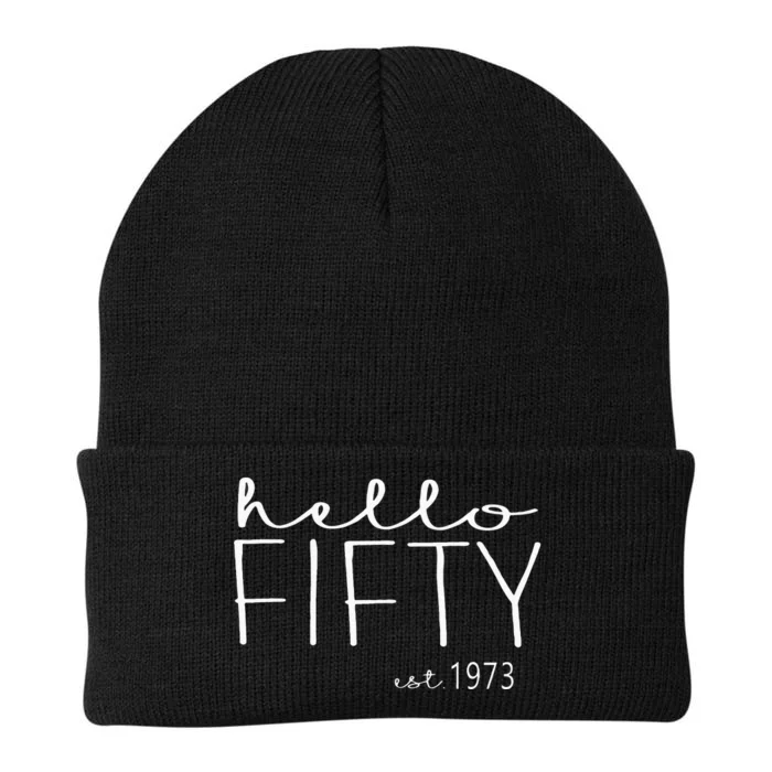 Hello Fifty Est 1973 Hello 50 Heart 50th Birthday Knit Cap Winter Beanie