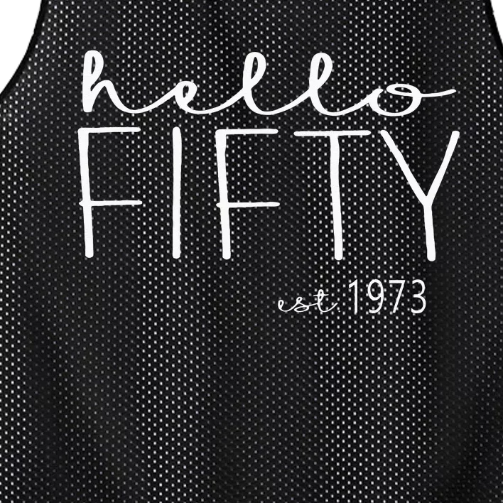 Hello Fifty Est 1973 Hello 50 Heart 50th Birthday Mesh Reversible Basketball Jersey Tank