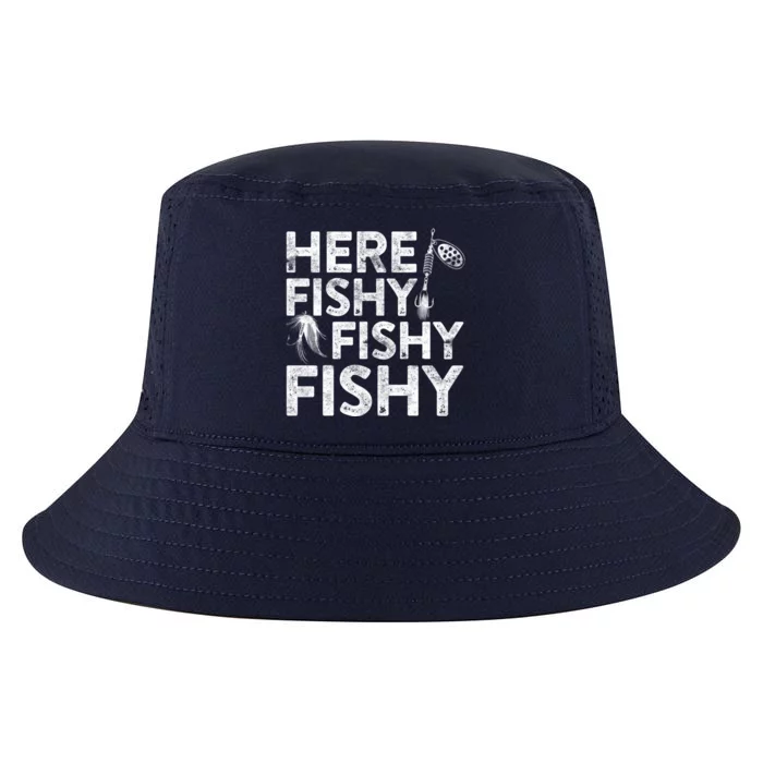 Here Fishy Fishy Fishy Hoodie Fisherman Gift Cool Comfort Performance Bucket Hat