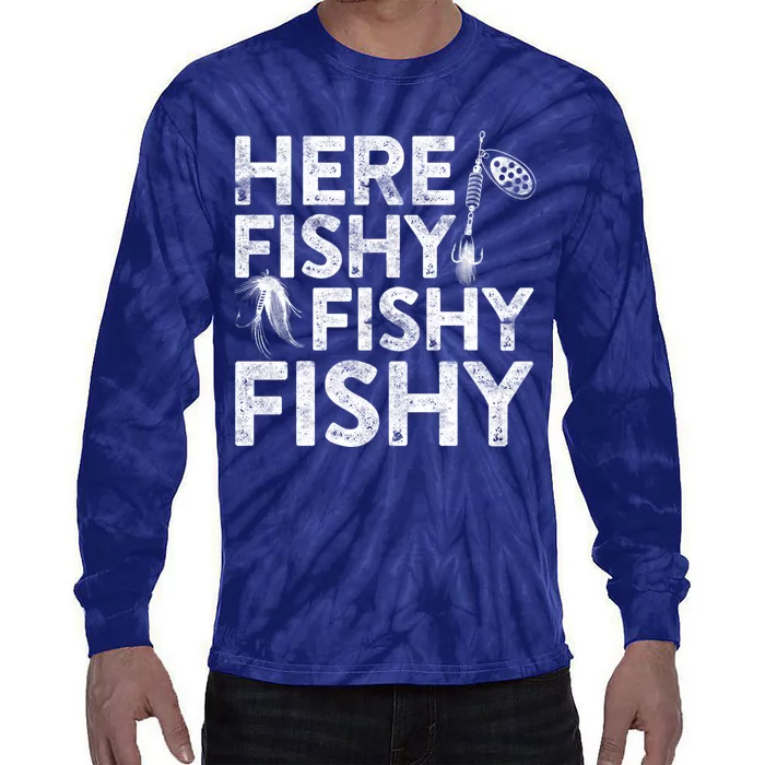 Here Fishy Fishy Fishy Hoodie Fisherman Gift Tie-Dye Long Sleeve Shirt