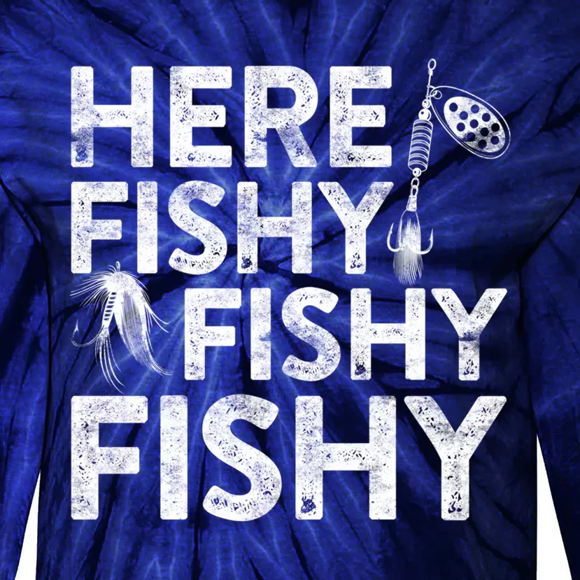 Here Fishy Fishy Fishy Hoodie Fisherman Gift Tie-Dye Long Sleeve Shirt