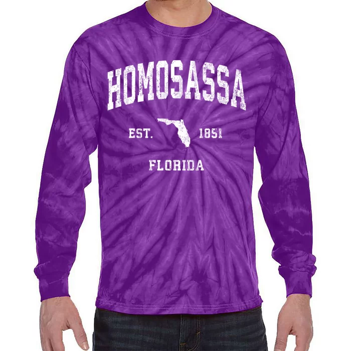 Homosassa Florida Fl Vintage Athletic Tie-Dye Long Sleeve Shirt