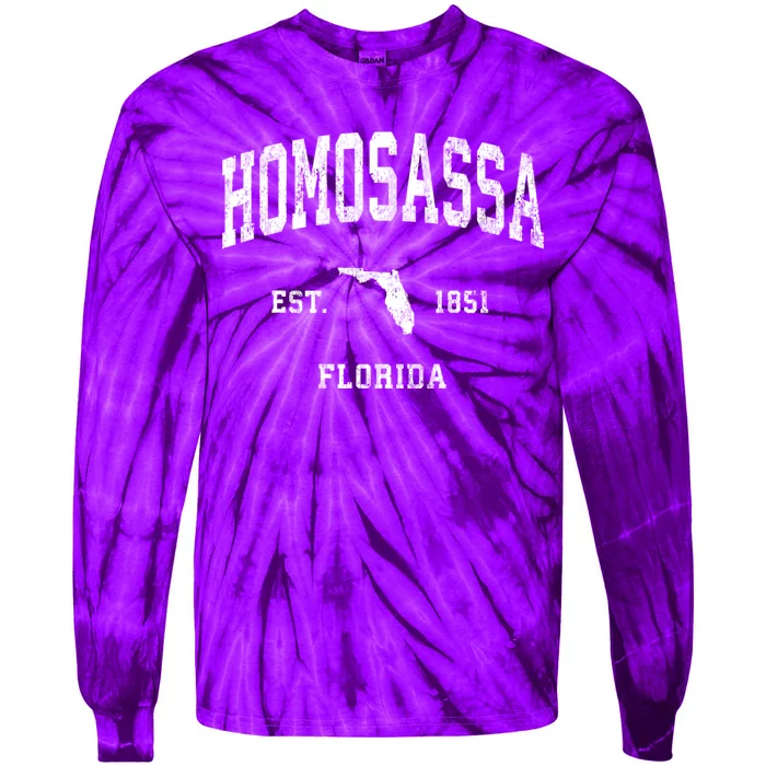 Homosassa Florida Fl Vintage Athletic Tie-Dye Long Sleeve Shirt