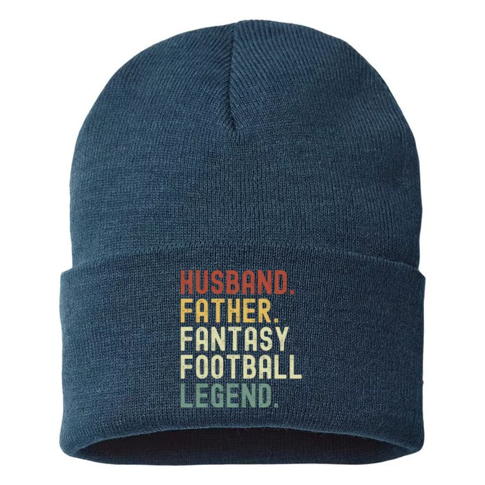 Husband Father Fantasy Football Legend Funny Husband Dad Funny Draft Fathers Sustainable Knit Beanie