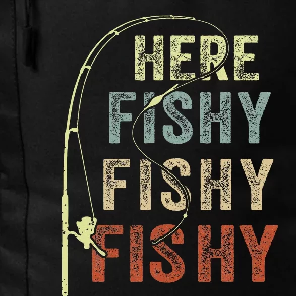 Here Fishy Fishing Bass Dad Women Kids Funny Daily Commute Backpack