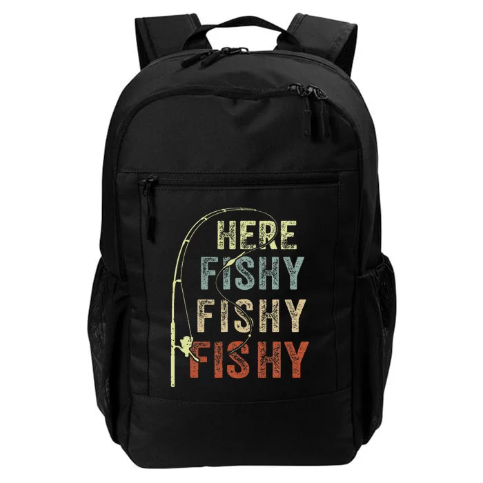 Here Fishy Fishing Bass Dad Women Kids Funny Daily Commute Backpack