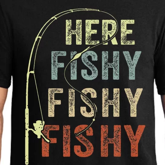 Here Fishy Fishing Bass Dad Women Kids Funny Pajama Set