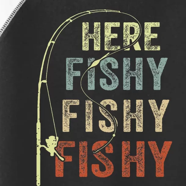 Here Fishy Fishing Bass Dad Women Kids Funny Toddler Fine Jersey T-Shirt