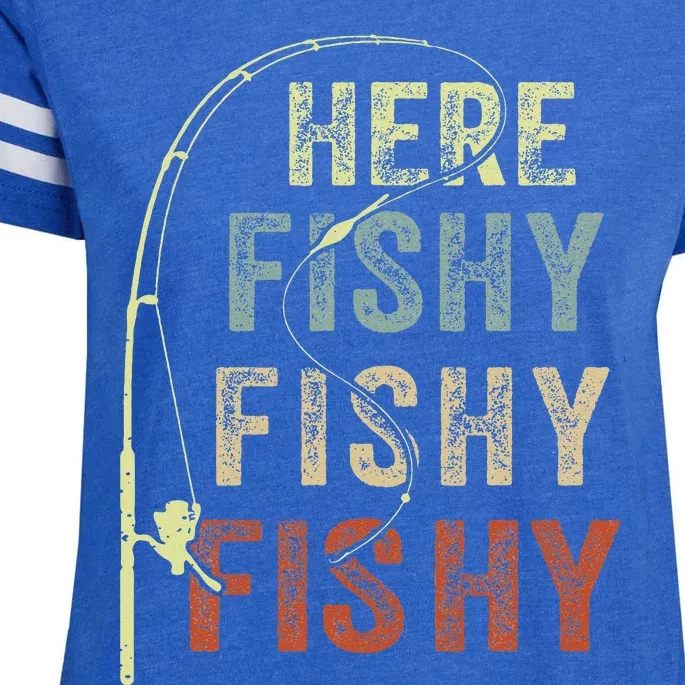 Here Fishy Fishing Bass Dad Women Kids Funny Enza Ladies Jersey Football T-Shirt