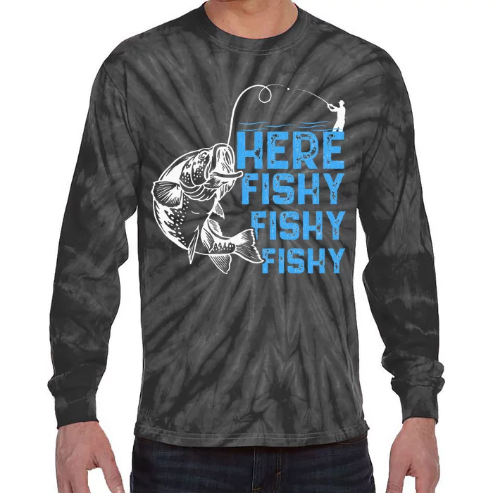 Here Fishy Funny Fishkeeping Aquarist Aquarium Graphic Tie-Dye Long Sleeve Shirt