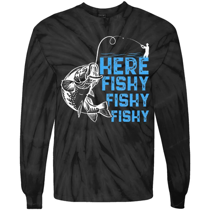 Here Fishy Funny Fishkeeping Aquarist Aquarium Graphic Tie-Dye Long Sleeve Shirt