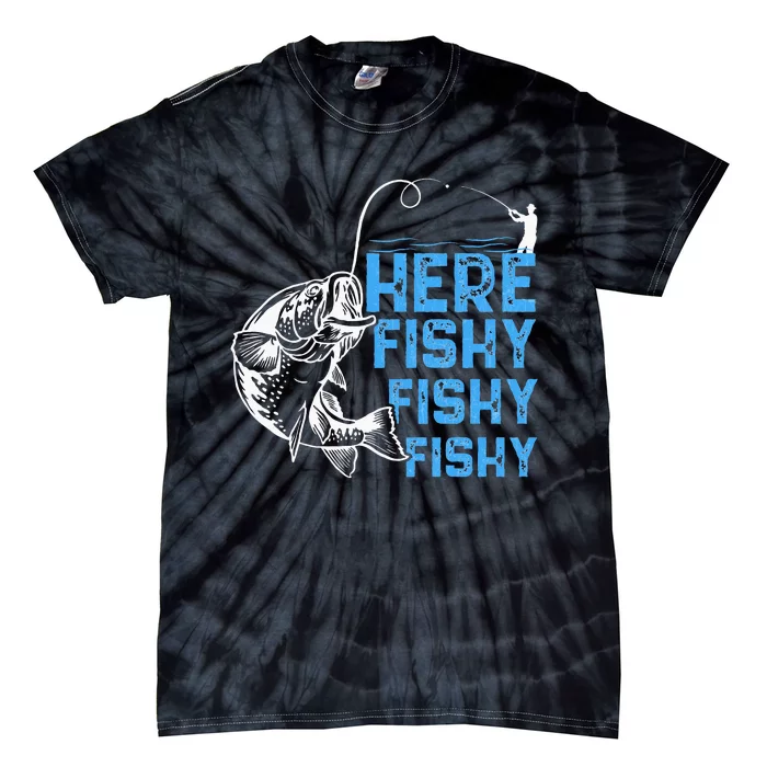 Here Fishy Funny Fishkeeping Aquarist Aquarium Graphic Tie-Dye T-Shirt